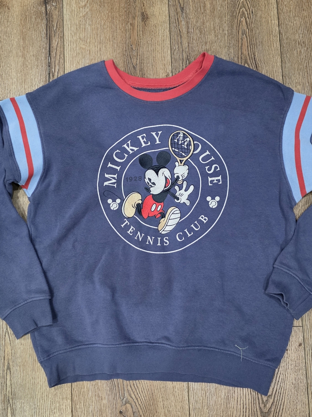 Disney Navy Crewneck Sweater with Red and Light Blue Accents
